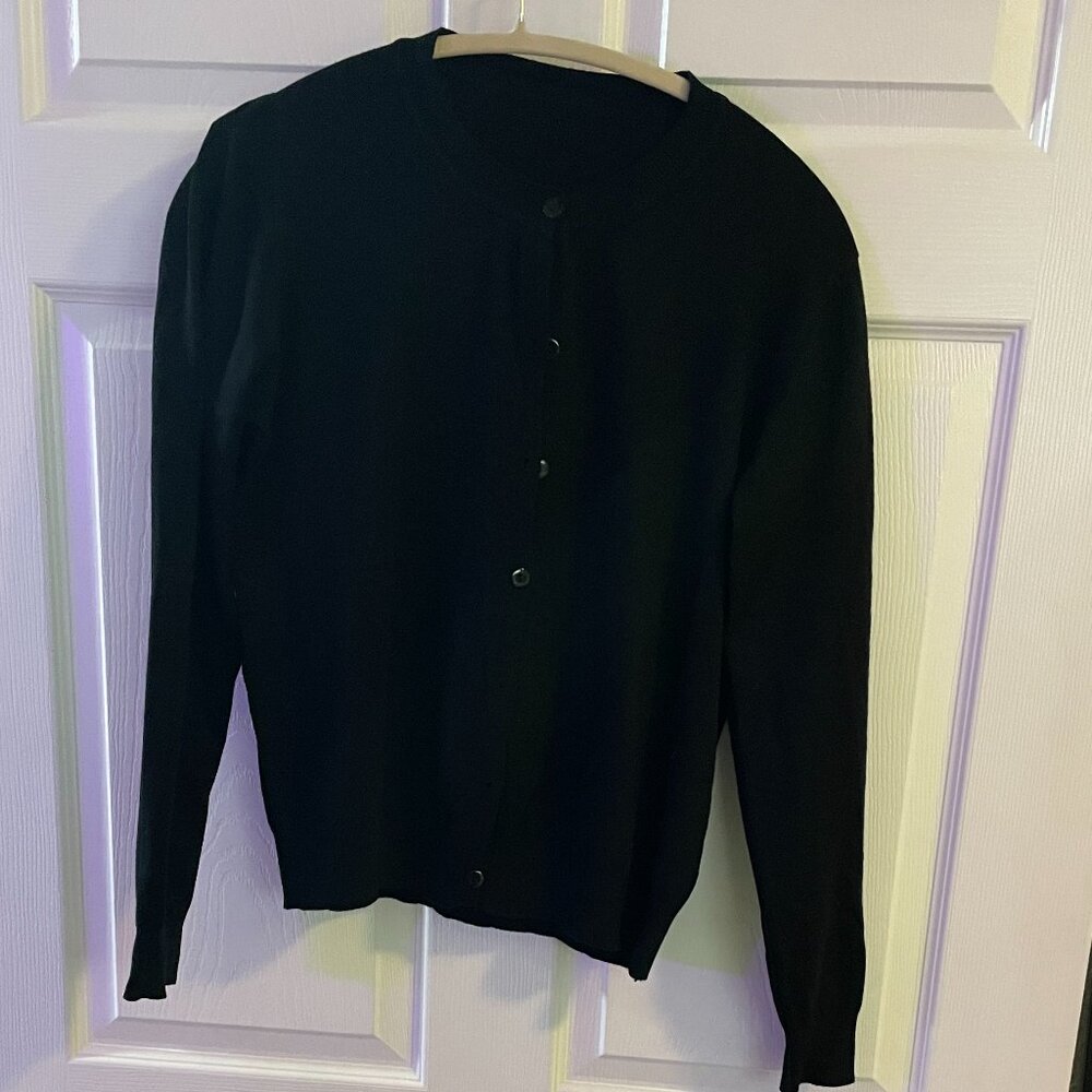 Black button down sweater, size L